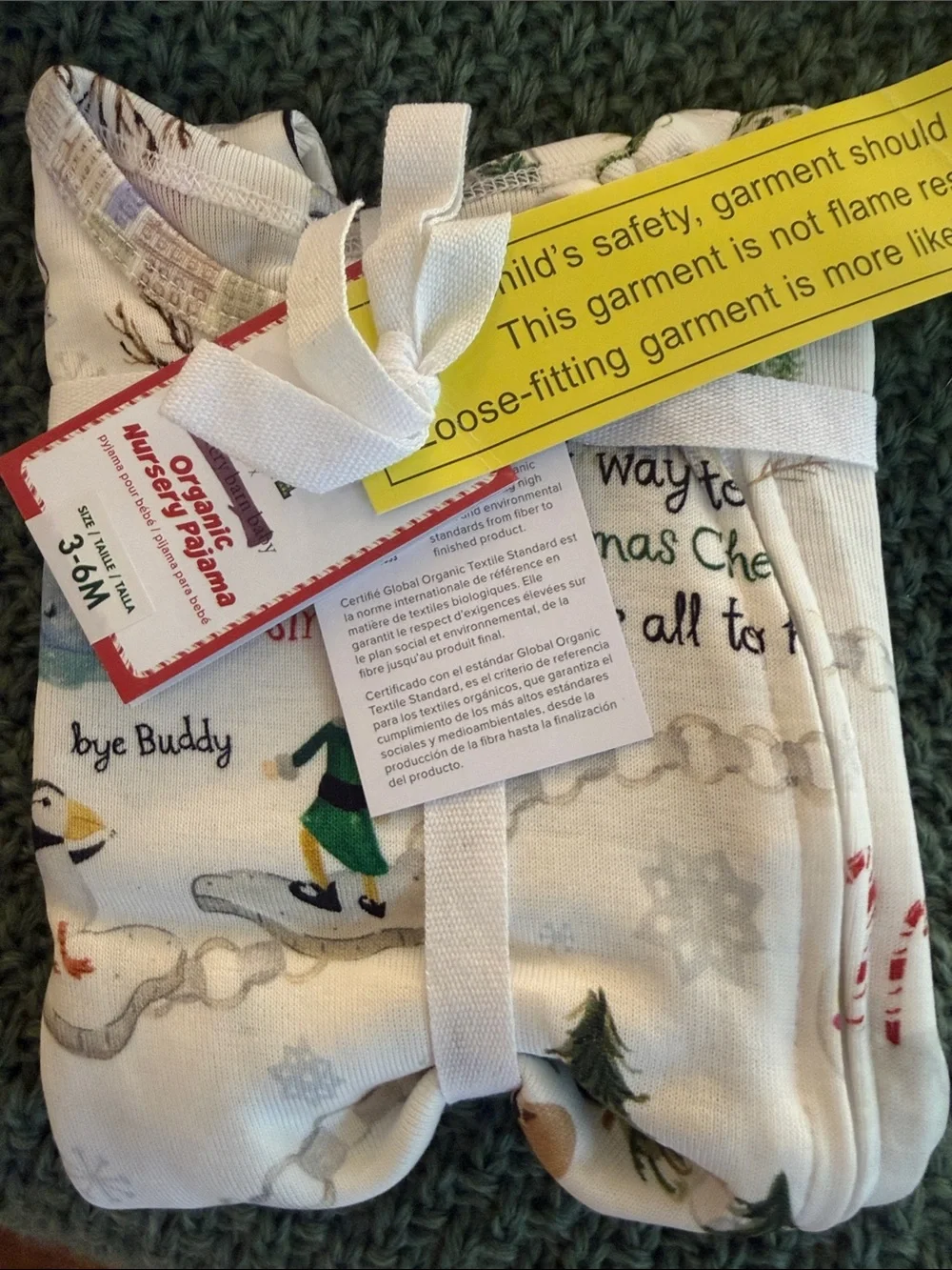 NWT Pottery Barn Kids Buddy the ELF Movie Pajamas Organic Sleeper 3-6 months 3/6